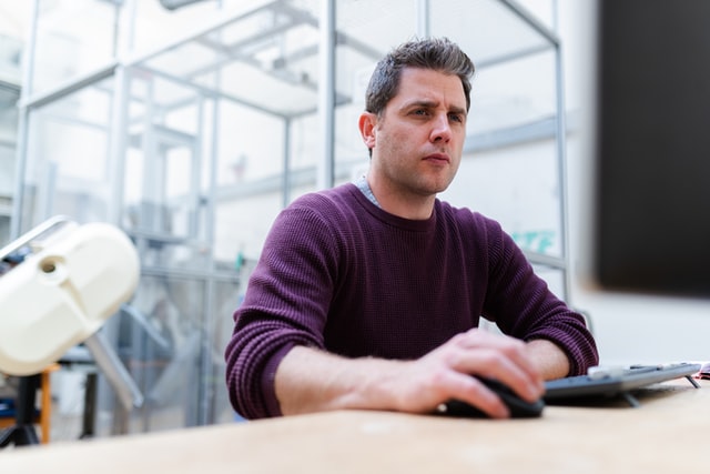 man working on laptop