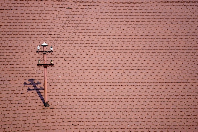 roofing tiles and electric pole